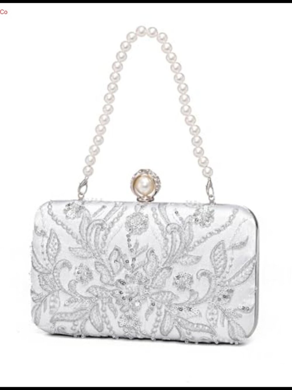 YYW Embroidered Beaded Sequined Evening Clutch Purse Detachable Chain